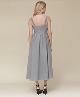 Avec Les Filles Women's Gingham Drop-Waist Midi Dress