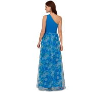 Adrianna Papell Women's Sweetpea Mixed-Media Gown