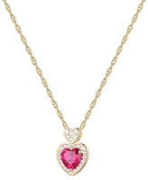 Lab Grown Ruby (1 ct. t.w.), White Sapphire (1/5 ct. t.w.) & Diamond Accent Heart Pendant Necklace in 14K Gold Over Sterling Silver, 18"