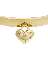 Fossil Sadie All My Love Gold-Tone Stainless Steel Heart Bangle Bracelet