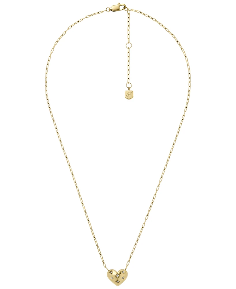 Fossil Sadie All My Love Gold-Tone Stainless Steel Heart Pendant Necklace