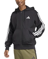 adidas Men's Regular-Fit 3-Stripes Full-Zip Fleece Hoodie