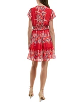 Taylor Petite Printed Flutter-Sleeve Fit & Flare Dress