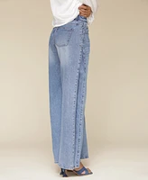 Avec Les Filles Women's High-Rise Adjustable-Hem Wide-Leg Pants