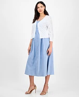Robbie Bee Women's Pointelle Diamond-Knit Shrug
