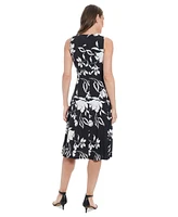 London Times Petite Printed Sleeveless Midi Dress