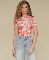 Avec Les Filles Women's Floral-Print Fitted T-Shirt