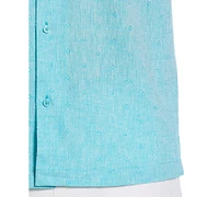 Cubavera Men's Linen Blend Diamond Dobby Print Short Sleeve Button-Down Shirt