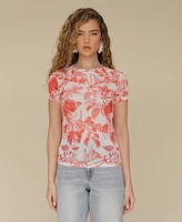Avec Les Filles Women's Floral-Print Fitted T-Shirt