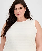 Anne Klein Plus Pucker-Wave Knit Sleeveless Top