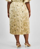 Anne Klein Plus Pull-On Pleated Midi Skirt