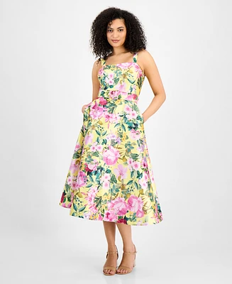 julia jordan Women's Floral-Print Fit & Flare Dress