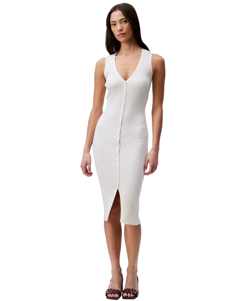 Calvin Klein Jeans Women's Rib-Knit Sleeveless Midi Dress