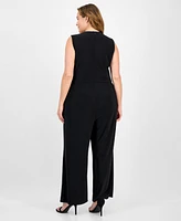 Anne Klein Plus Sleeveless Tie-Waist Jumpsuit