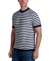 Karl Lagerfeld Paris Men's Slim Fit Short Sleeve Crewneck Striped T-Shirt