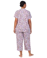 Lauren Ralph Plus Short-Sleeve Cropped Pajama Set