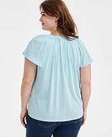 Style & Co Plus Flutter-Sleeve Top, Exclusively at Macy's