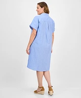 Style & Co Plus Stripe Popover Shirtdress, Exclusively at Macy's