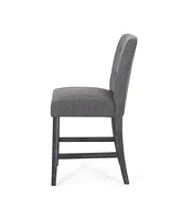 Modern Upholstered 26-Inch Counter Stools with Button Tufted Back, Set of 2-The Pop Home
