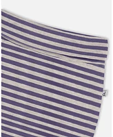 Deux par Baby Boys Printed Cotton Evolutive Pant Striped Navy