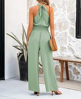 Women's Sage Green Keyhole Straight Leg Jumpsuit