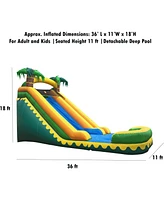 JumpOrange Commercial Grade Inflatable 18' Tropical Aloha Super Party Water Slide, 100% Pvc Vinyl with Air Blower