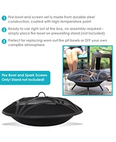 Replacement Steel Fire Pit Bowl with Round Spark Screen