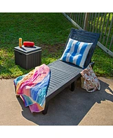 5-Position Outdoor Adjustable Chaise Lounge Chair - Uv- and Weather-Resistant Polypropylene Resin - Wood-Look Design