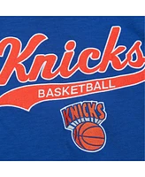 Mitchell & Ness Men's Blue New York Knicks Hardwood Classics Felt Applique Slub T-Shirt