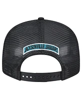 New Era Men's Black Jacksonville Jaguars Throwback Logo Shade Trucker 9FIFTY Snapback Hat