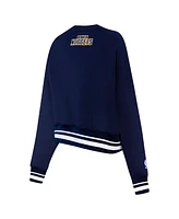 Pro Standard Women's Navy Denver Nuggets Area Code Cropped Pullover Sweatshirt