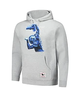 Mitchell & Ness Men's Heather Gray Calvin Johnson Detroit Lions Hall of Fame Player Graphic Pullover Hoodie