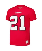 Mitchell & Ness Men's Red Deion Sanders Atlanta Falcons Retired Player Throwback Name Number T-Shirt