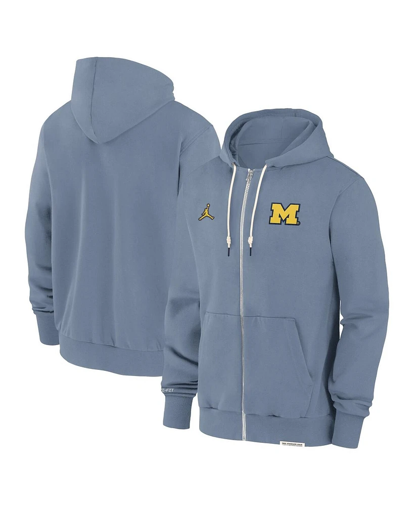 Jordan Men's Blue Michigan Wolverines 2024 Sideline Player Performance Full-Zip Hoodie Sweatshirt