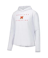 Under Armour Women's White Maryland Terrapins Super-Soft Breezy Long Sleeve Tri-Blend Hoodie T-Shirt