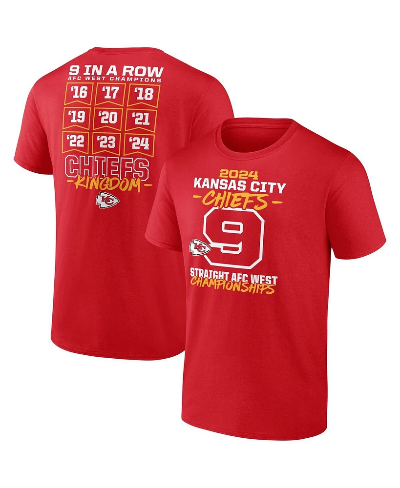 Fanatics Men's Red Kansas City Chiefs Nine-Straight Afc West Division Champions Big Tall T-Shirt