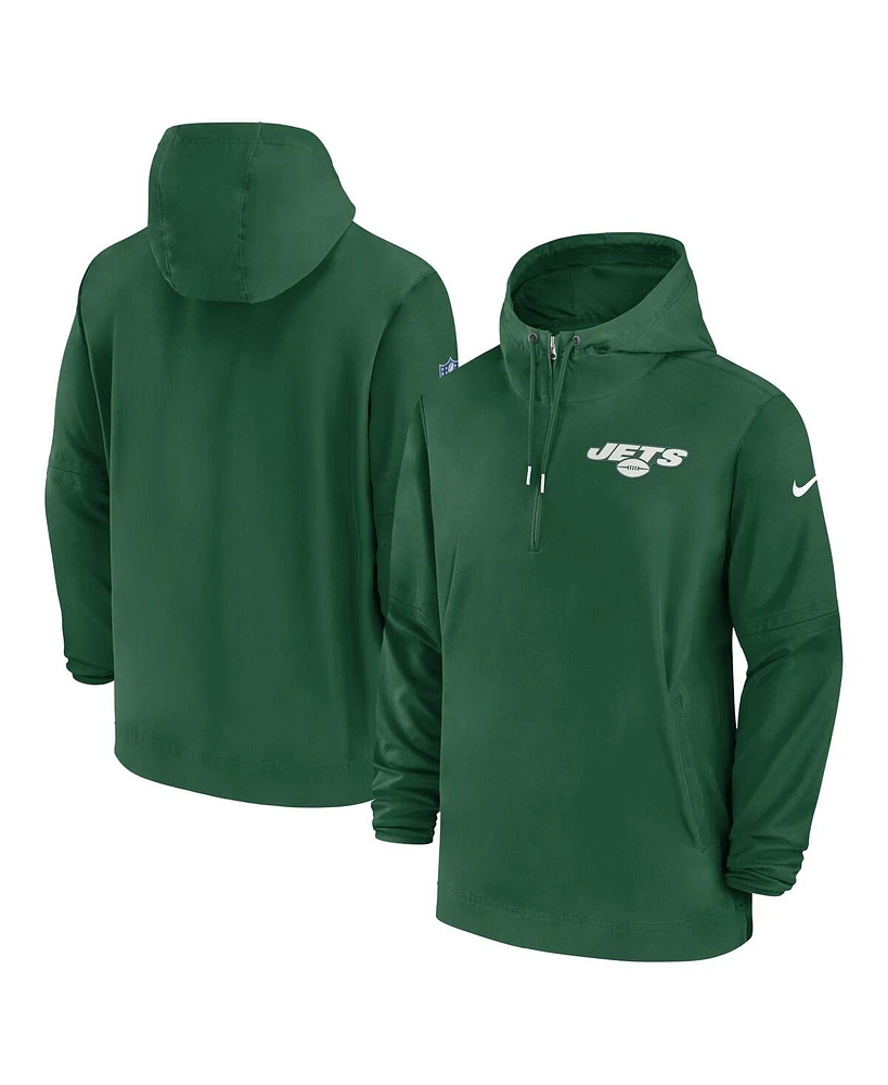 Nike Men's Green New York Jets Sideline Half-Zip Hoodie