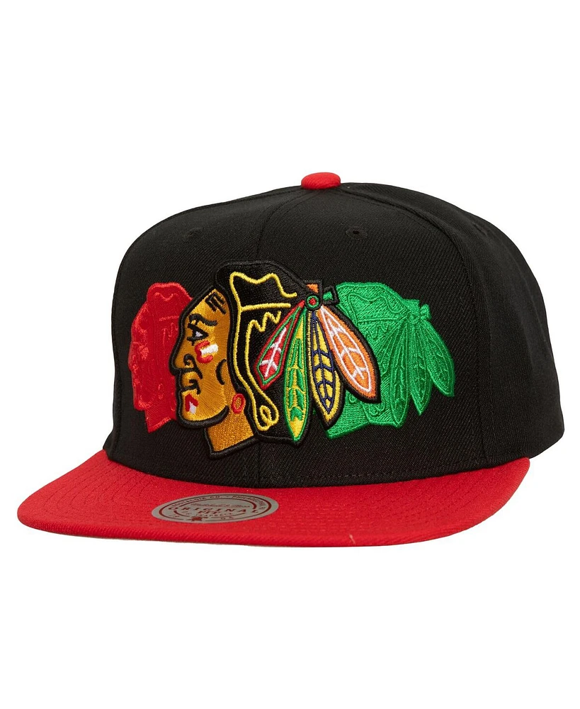 Mitchell & Ness Men's Black Chicago Blackhawks Soul Triple Up Snapback Hat