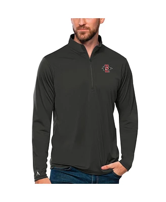 Antigua Men's Charcoal San Diego State Aztecs Tribute Quarter-Zip Top