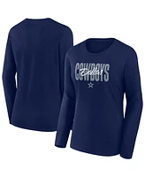 Fanatics Women's Navy Dallas Cowboys Long Sleeve Scoop Neck T-Shirt