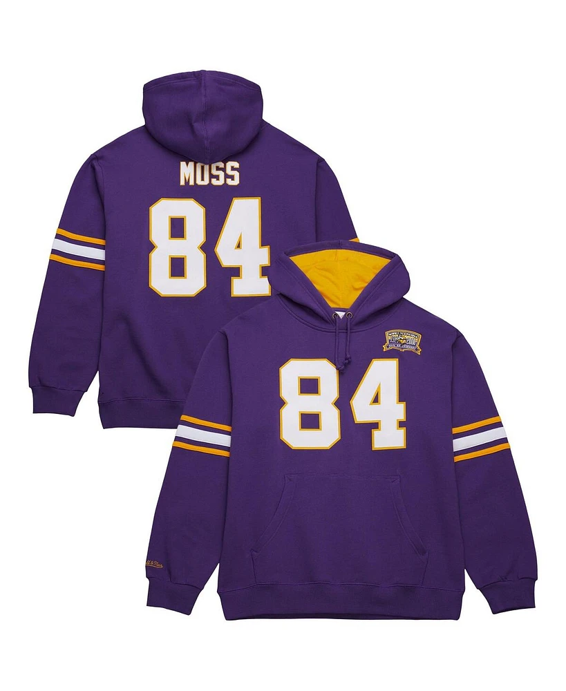 Mitchell & Ness Men's Purple Randy Moss Minnesota Vikings Retired Player Name Number Pullover Hoodie