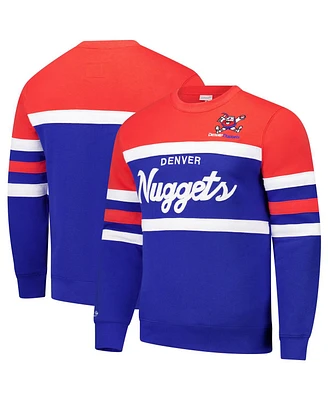 Mitchell & Ness Men's Royal/Red Denver Nuggets Hardwood Classics Vintage Logo Head Coach Pullover Sweatshirt