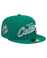 New Era Men's Kelly Green Boston Celtics Sport Night Script Sided 59FIFTY Fitted Hat