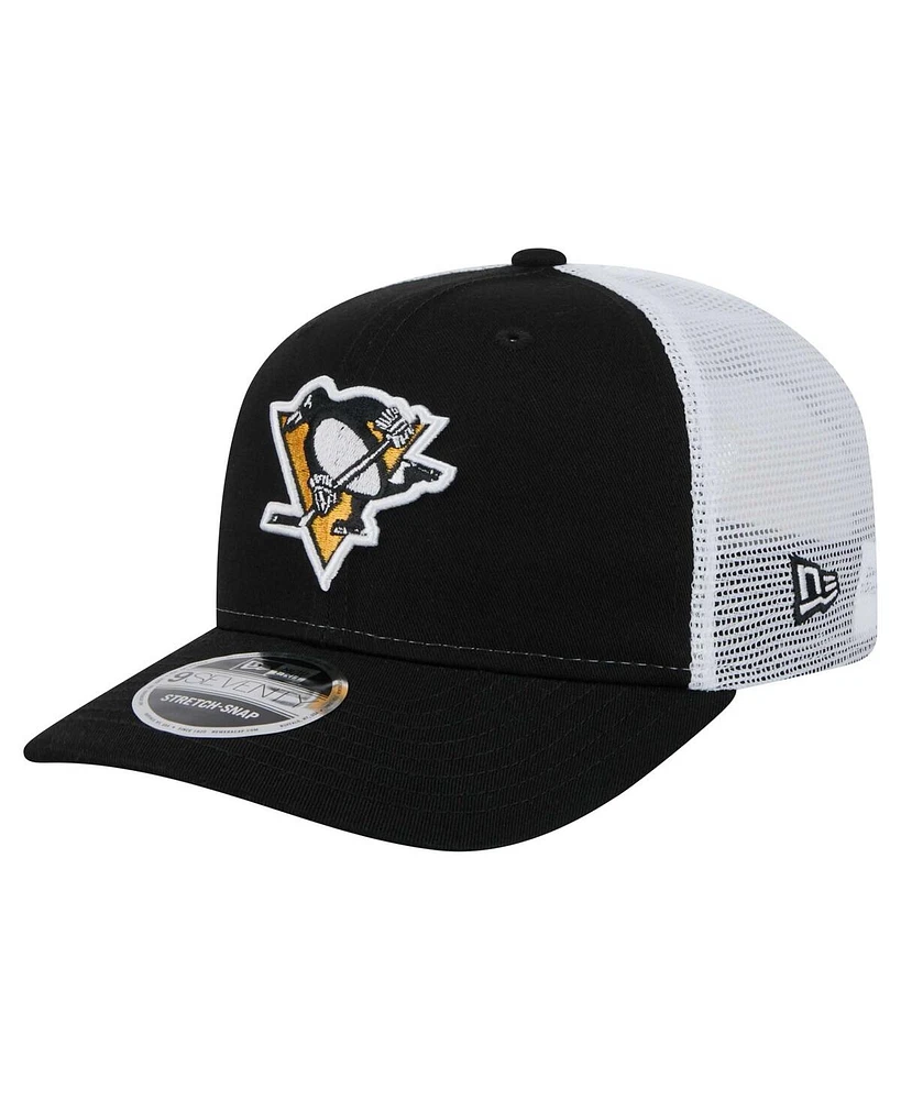 New Era Men's Black Pittsburgh Penguins Core Trucker 9SEVENTY Stretch-Snap Hat