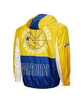 Mitchell & Ness Men's Royal/Yellow Golden State Warriors Hardwood Classics Big Shot Premium Full-Zip Windbreaker Jacket