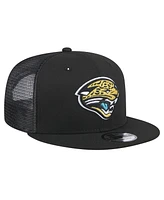 New Era Men's Black Jacksonville Jaguars Throwback Logo Shade Trucker 9FIFTY Snapback Hat