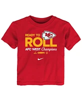 Nike Big Boys and Girls Red Kansas City Chiefs 2024 Afc West Division Champions Locker Room Trophy Collection T-Shirt