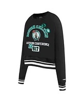 Pro Standard Women's Black Boston Celtics Area Code Cropped Pullover Sweatshirt