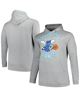 Mitchell & Ness Men's Heather Gray Charlotte Hornets Hardwood Classics Big Tall Pullover Hoodie