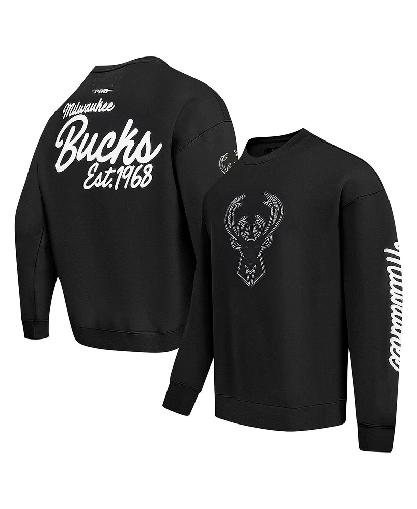 Pro Standard Men's Black Milwaukee Bucks Paint the City Drop Shoulder Sweatshirt